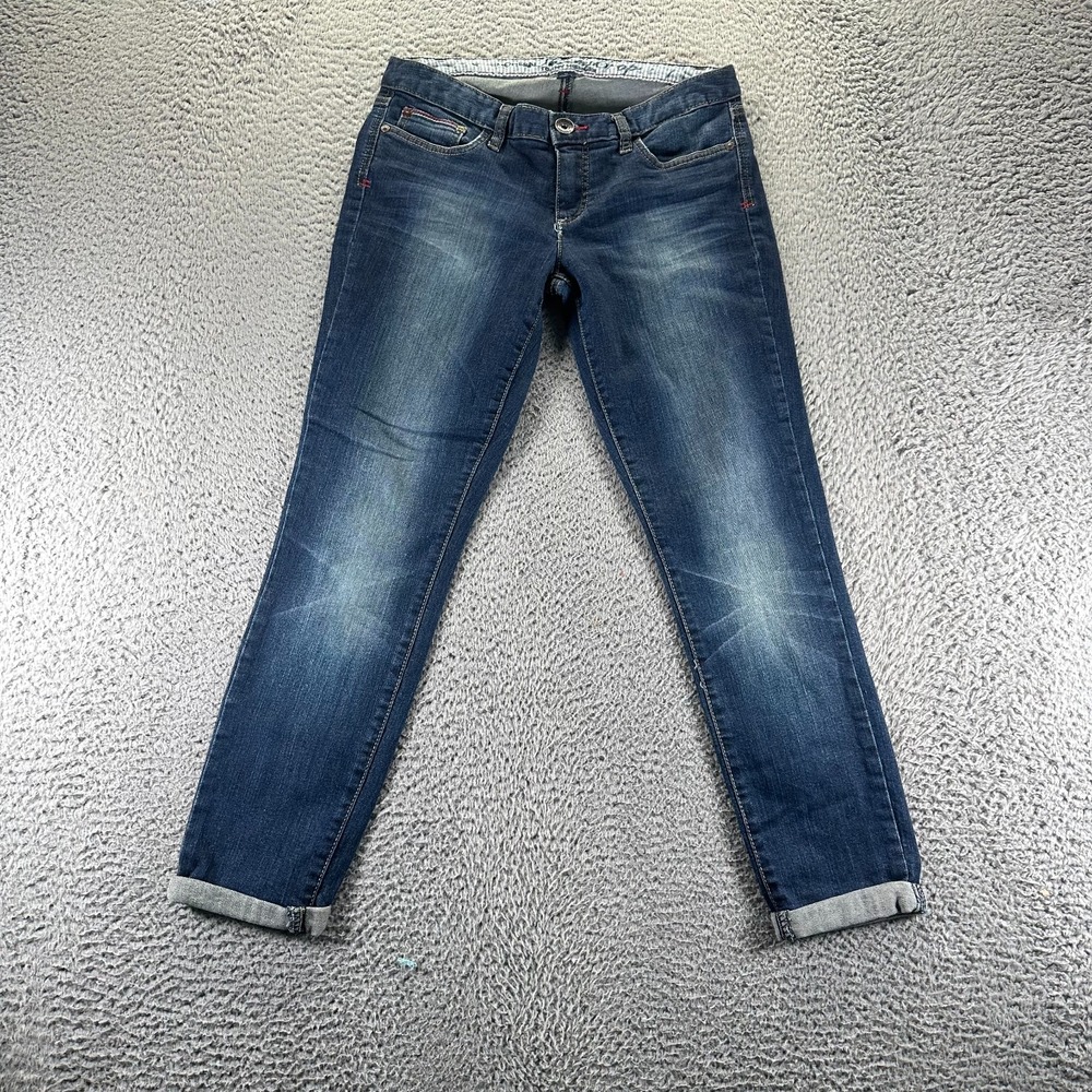 Tommy‎ Hilfiger Jeans Womens 4 Blue Cotton Denim Skinny Cropped Outdoor Faded